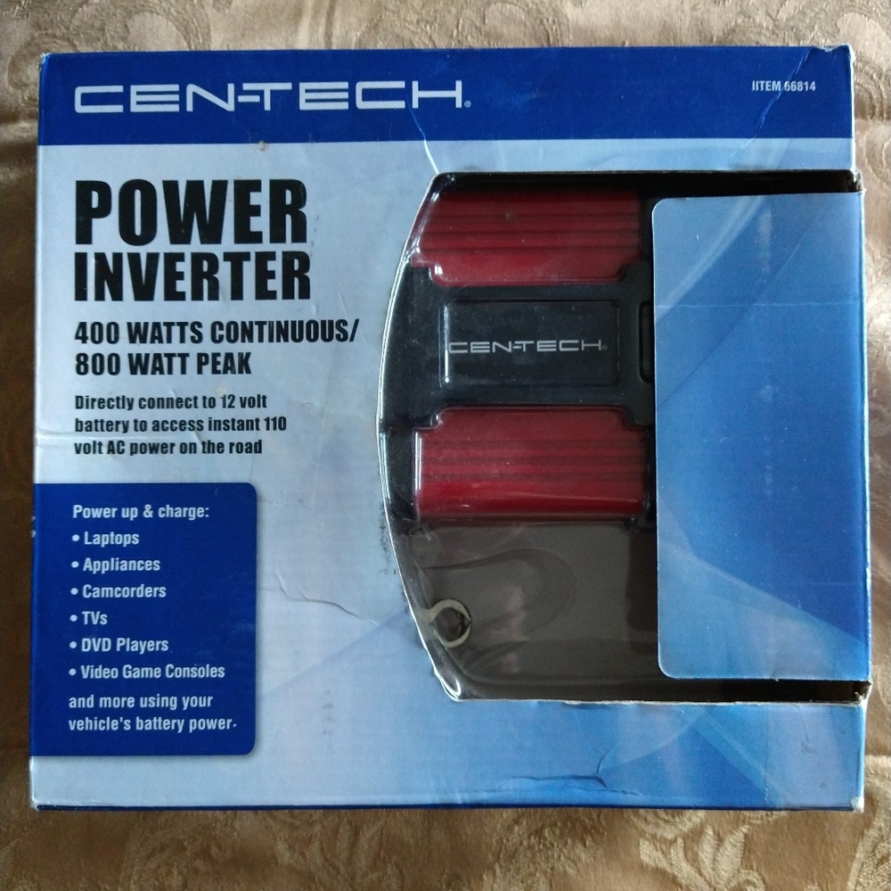 2/$30 Cen-Tech 400 Watts Continuous / 800 Watt peak Power Inverter